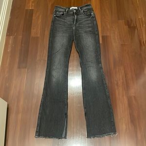 Zara high waisted black jeans with slit on inside